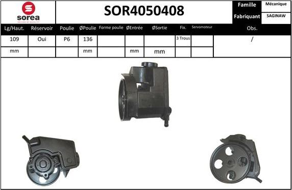 Sera SOR4050408 - Гидравлический насос, рулевое управление, ГУР autosila-amz.com