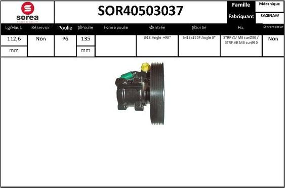 Sera SOR40503037 - Гидравлический насос, рулевое управление, ГУР autosila-amz.com
