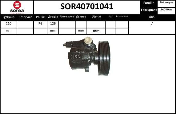 Sera SOR40701041 - Гидравлический насос, рулевое управление, ГУР autosila-amz.com