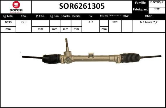 Sera SOR6261305 - Рулевой механизм, рейка autosila-amz.com