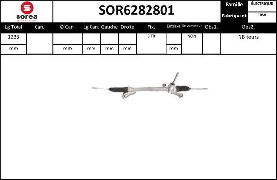 Sera SOR6282801 - Рулевой механизм, рейка autosila-amz.com