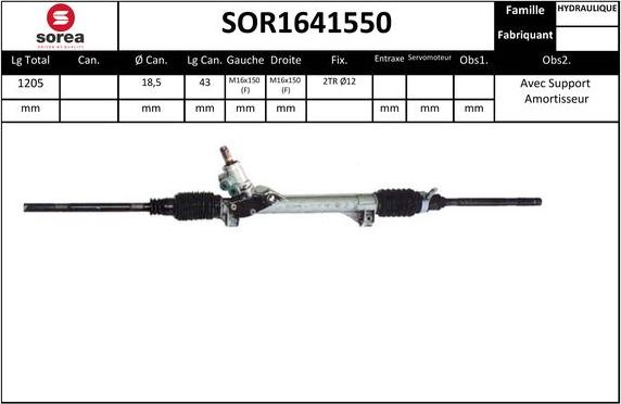 Sera SOR1641550 - Рулевой механизм, рейка autosila-amz.com