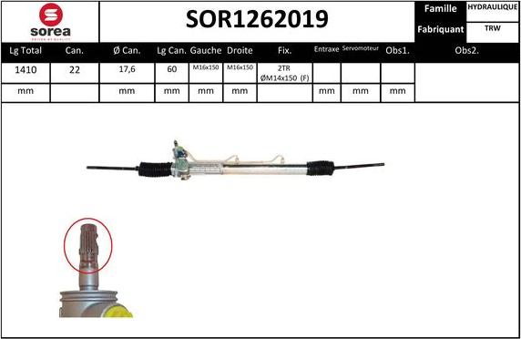 Sera SOR1262019 - Рулевой механизм, рейка autosila-amz.com