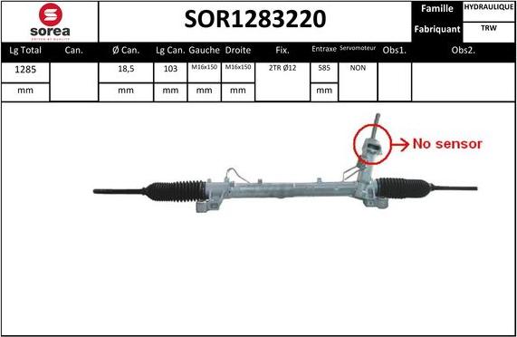 Sera SOR1283220 - Рулевой механизм, рейка autosila-amz.com