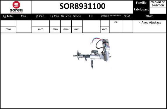 Sera SOR8931100 - Рулевая колонка autosila-amz.com