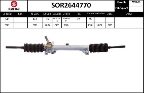 Sera SOR2644770 - Рулевой механизм, рейка autosila-amz.com