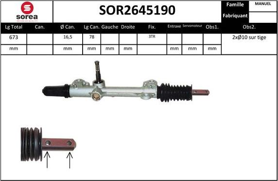 Sera SOR2645190 - Рулевой механизм, рейка autosila-amz.com