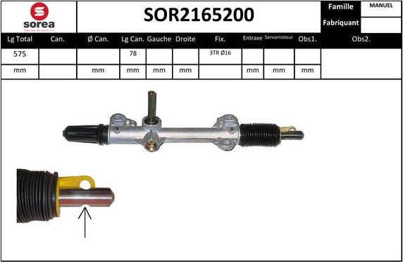 Sera SOR2165200 - Рулевой механизм, рейка autosila-amz.com