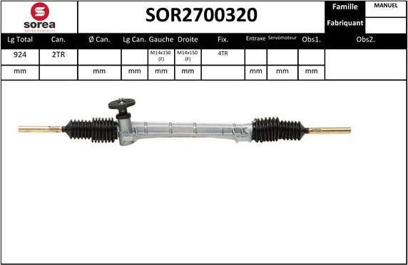 Sera SOR2700320 - Рулевой механизм, рейка autosila-amz.com