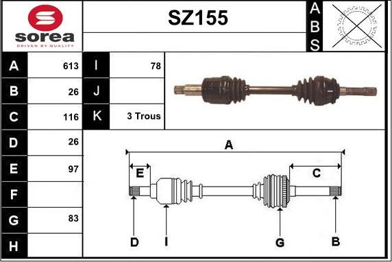 Sera SZ155 - Приводной вал autosila-amz.com