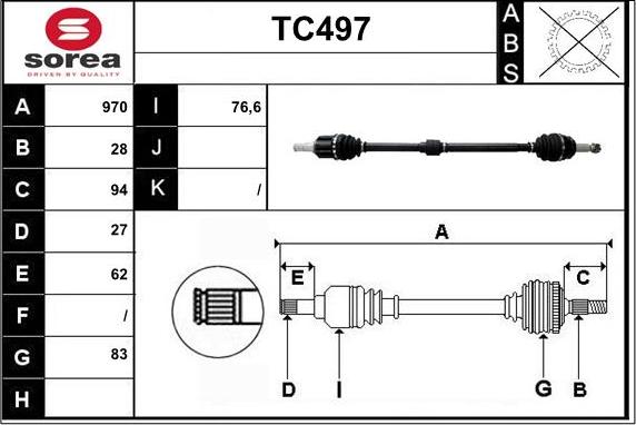 Sera TC497 - Приводной вал autosila-amz.com