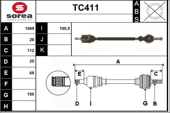 Sera TC411 - Приводной вал autosila-amz.com