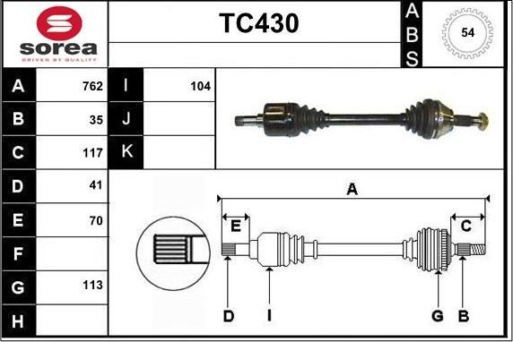 Sera TC430 - Приводной вал autosila-amz.com