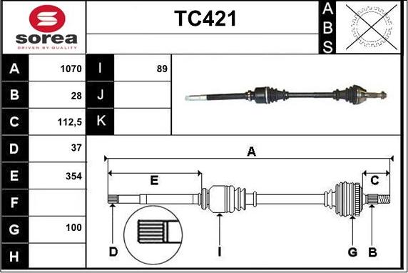 Sera TC421 - Приводной вал autosila-amz.com