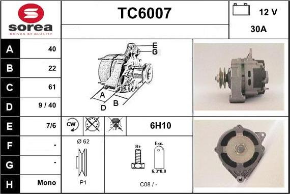 Sera TC6007 - Генератор autosila-amz.com