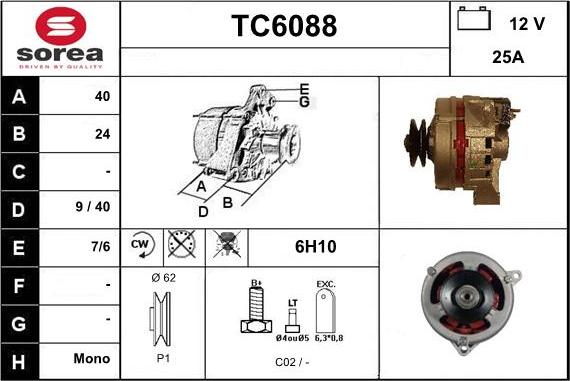 Sera TC6088 - Генератор autosila-amz.com