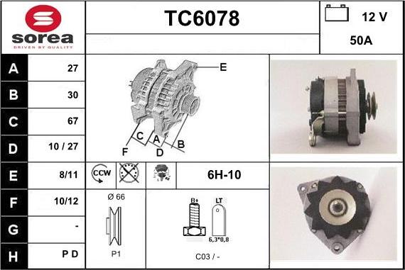 Sera TC6078 - Генератор autosila-amz.com