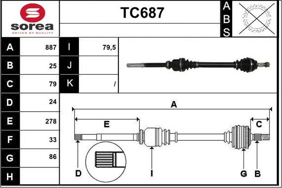 Sera TC687 - Приводной вал autosila-amz.com