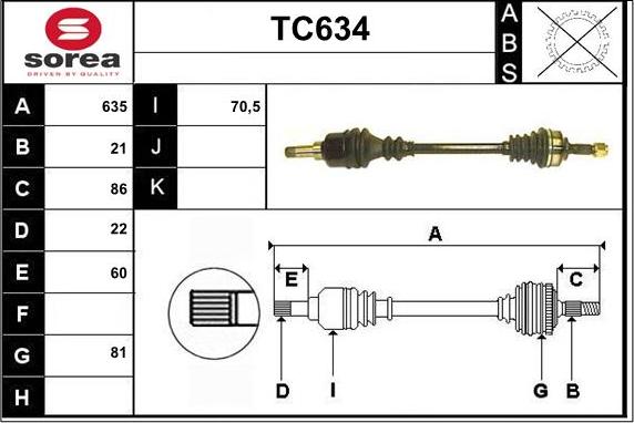 Sera TC634 - Приводной вал autosila-amz.com