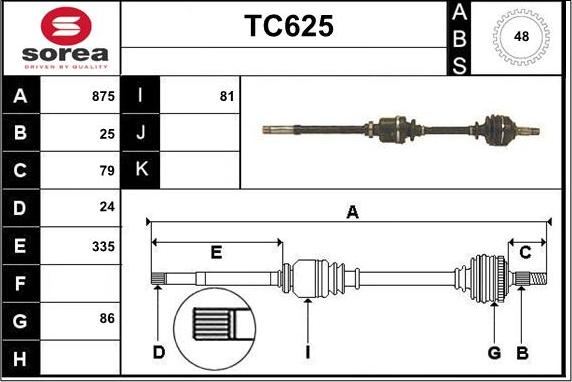 Sera TC625 - Приводной вал autosila-amz.com