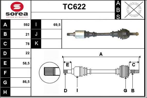 Sera TC622 - Приводной вал autosila-amz.com