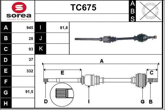 Sera TC675 - Приводной вал autosila-amz.com