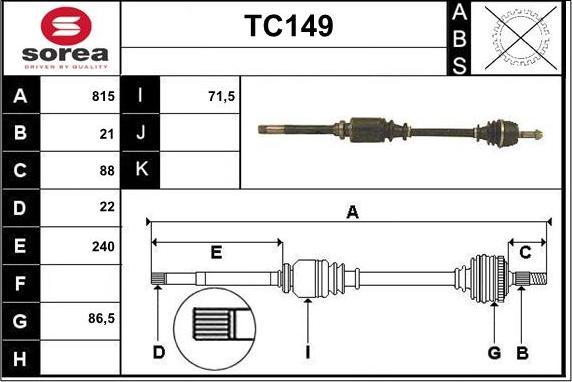 Sera TC149 - Приводной вал autosila-amz.com