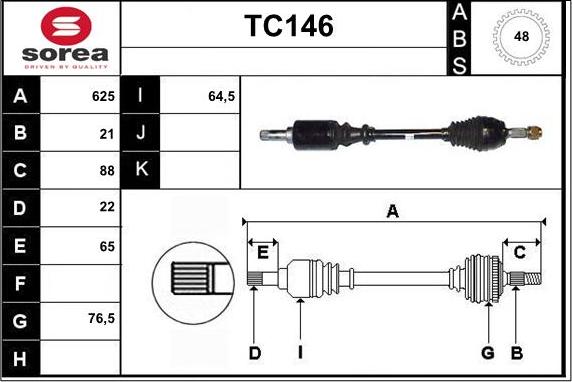 Sera TC146 - Приводной вал autosila-amz.com