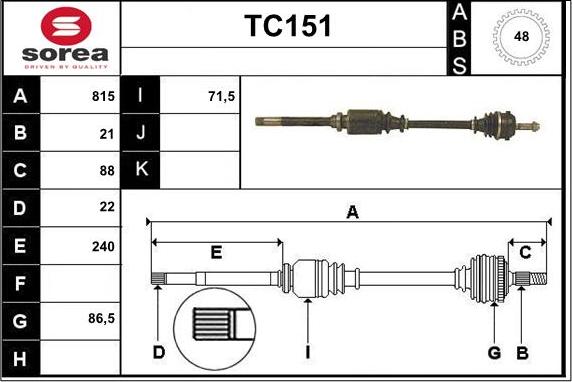 Sera TC151 - Приводной вал autosila-amz.com