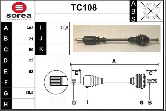 Sera TC108 - Приводной вал autosila-amz.com