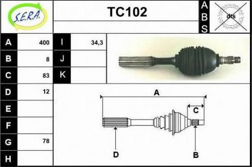 Sera TC102 - Приводной вал autosila-amz.com