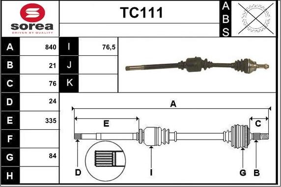 Sera TC111 - Приводной вал autosila-amz.com