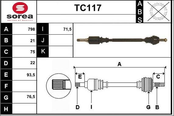 Sera TC117 - Приводной вал autosila-amz.com