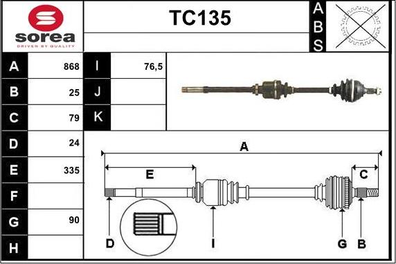 Sera TC135 - Приводной вал autosila-amz.com