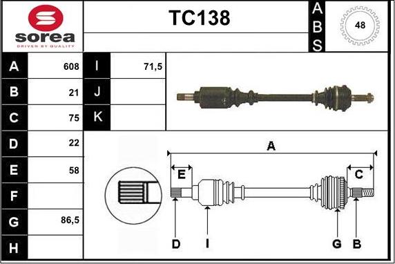 Sera TC138 - Приводной вал autosila-amz.com