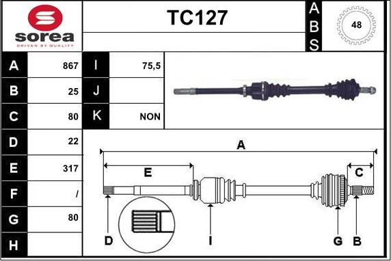 Sera TC127 - Приводной вал autosila-amz.com