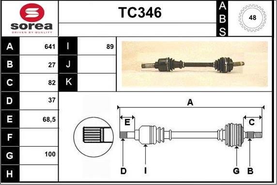 Sera TC346 - Приводной вал autosila-amz.com