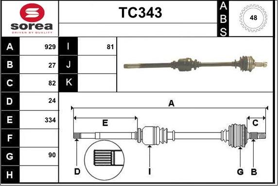 Sera TC343 - Приводной вал autosila-amz.com