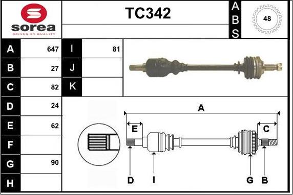 Sera TC342 - Приводной вал autosila-amz.com