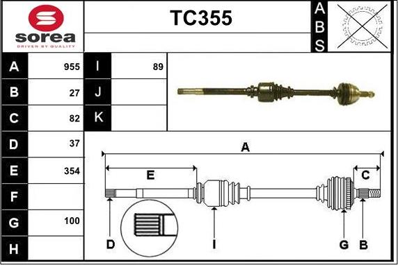 Sera TC355 - Приводной вал autosila-amz.com