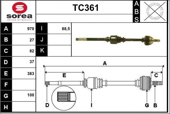 Sera TC361 - Приводной вал autosila-amz.com