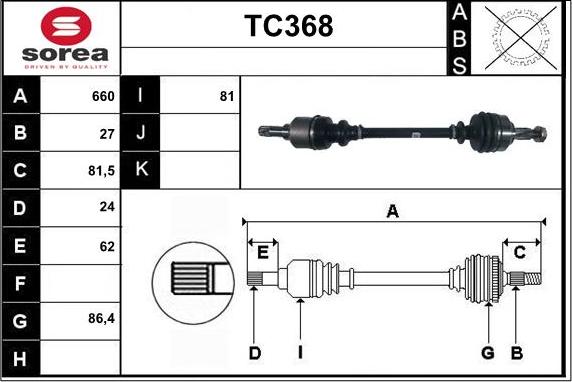 Sera TC368 - Приводной вал autosila-amz.com