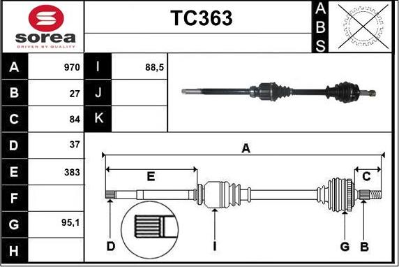 Sera TC363 - Приводной вал autosila-amz.com