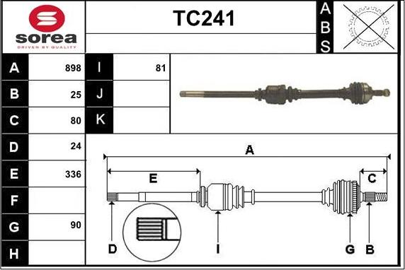 Sera TC241 - Приводной вал autosila-amz.com