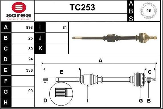 Sera TC253 - Приводной вал autosila-amz.com