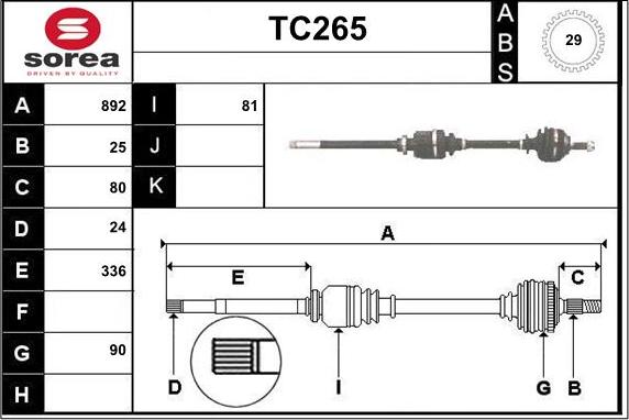 Sera TC265 - Приводной вал autosila-amz.com