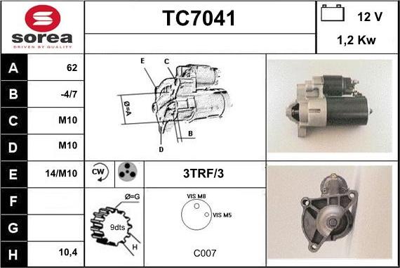 Sera TC7041 - Стартер autosila-amz.com