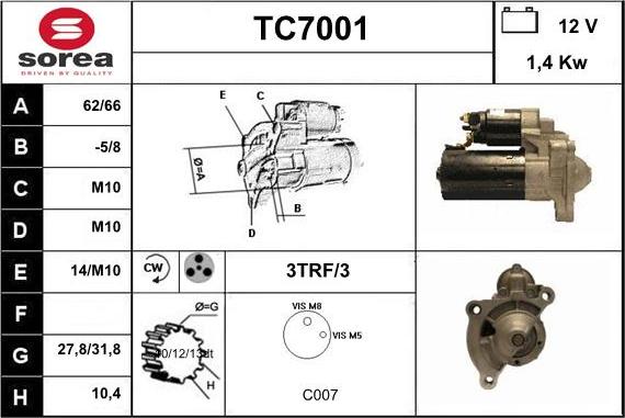 Sera TC7001 - Стартер autosila-amz.com