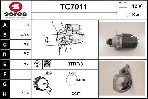 Sera TC7011 - Стартер autosila-amz.com