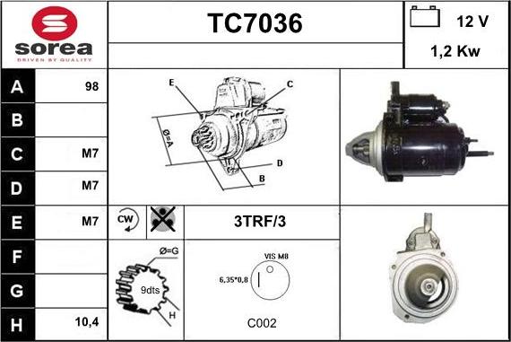 Sera TC7036 - Стартер autosila-amz.com